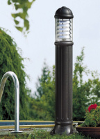 Садовый светильник-столбик Fumagalli Sauro 1100 D15.555.000.AXF1R.FC1, (рефл.хром), Черный и Прозрачный